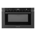 ZLINE 24 in. 1.2 cu. ft. Built-in Microwave Drawer with a Traditional Handle in Black Stainless Steel, Open Box-Good Condition