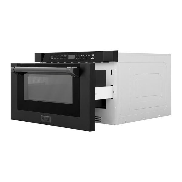 ZLINE 24 in. 1.2 cu. ft. Built-in Microwave Drawer with a Traditional Handle in Black Stainless Steel (MWD-1-BS-H)