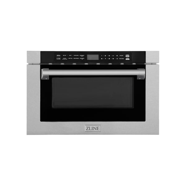ZLINE 24 in. 1.2 cu. ft. Built-in Microwave Drawer with a Traditional Handle in Satin Stainless Steel, Open Box-Great Condition