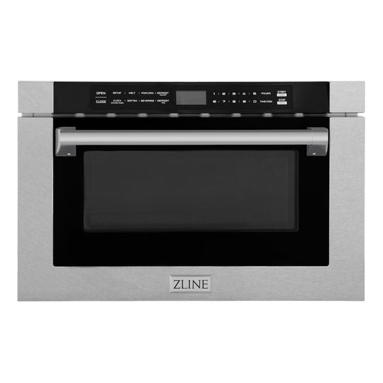 ZLINE 24 in. 1.2 cu. ft. Built-in Microwave Drawer with a Traditional Handle in Satin Stainless Steel, Open Box-Great Condition