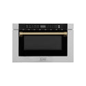 ZLINE Autograph Edition 24" 1.2 cu. ft. Built-in Microwave Drawer with a Traditional Handle in Stainless Steel and Champagne Bronze Accents (MWDZ-1-H-CB)