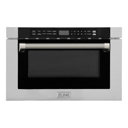 ZLINE Autograph Edition 24 in. 1.2 cu. ft. Built-in Microwave Drawer in Stainless Steel and Polished Nickel Helix Handle (MWDZ-1-H-KPN)