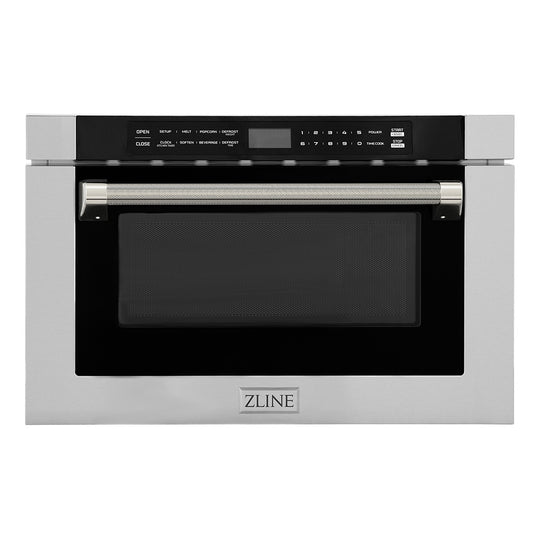 ZLINE Autograph Edition 24 in. 1.2 cu. ft. Built-in Microwave Drawer in Stainless Steel and Polished Nickel Helix Handle (MWDZ-1-H-KPN)