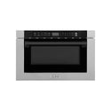 ZLINE Autograph Edition 24" 1.2 cu. ft. Built-in Microwave Drawer with Traditional Handle in DuraSnow and Matte Black (MWDZ-1-SS-H-MB)