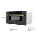 ZLINE Autograph Edition 30 in. 1.2 cu. ft. Built-in Microwave Drawer in Black Stainless Steel and Champagne Bronze Accents (MWDZ-30-BS-CB)