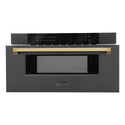 ZLINE Autograph Edition 30" 1.2 cu. ft. Built-in Microwave Drawer in Black Stainless Steel and Polished Gold Accents (MWDZ-30-BS-G)