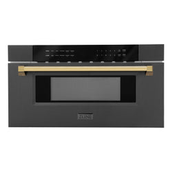 Autograph Edition Microwave Drawer with Traditional Handle in Black Stainless and Champagne Bronze (MWDZ-30-BS-CB)