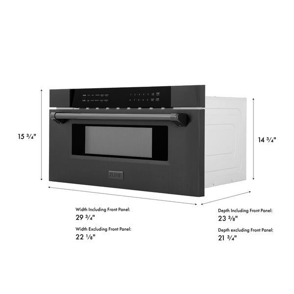 ZLINE 30 in. 1.2 cu. ft. Built-in Microwave Drawer in Black Stainless Steel (MWD-30-BS)