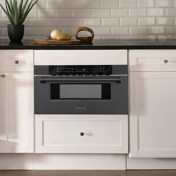ZLINE 30 in. 1.2 cu. ft. Built-in Microwave Drawer in Black Stainless Steel, Open Box-Great Condition