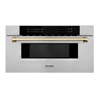 Buy gold ZLINE Autograph Edition 30&quot; 1.2 cu. ft. Built-In Microwave Drawer in Stainless Steel with Accents (MWDZ-30)