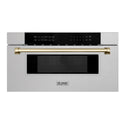 ZLINE Autograph Edition 30" 1.2 cu. ft. Built-In Microwave Drawer in DuraSnow Stainless Steel with Accents (MWDZ-30-SS)