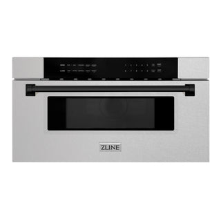 Buy matte-black ZLINE Autograph Edition 30&quot; 1.2 cu. ft. Built-In Microwave Drawer in DuraSnow Stainless Steel with Accents (MWDZ-30-SS)
