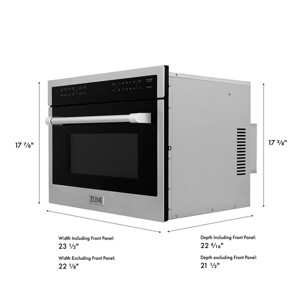 ZLINE 24 in. 1.6 cu ft. Built-in Convection Microwave Oven in Stainless Steel with Speed and Sensor Cooking, Open Box-Great Condition