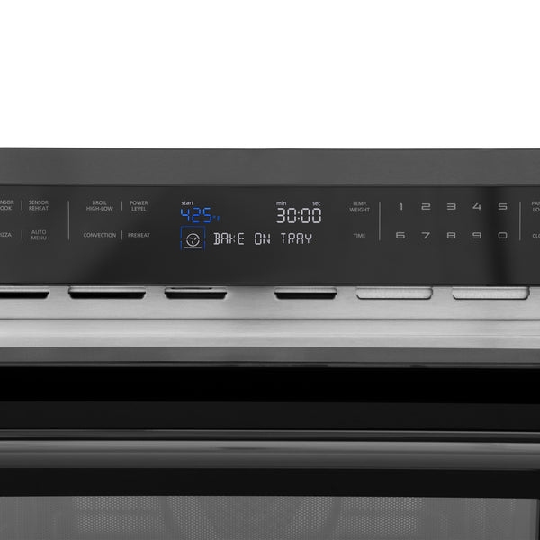 ZLINE 24 in. 1.6 cu ft. Built-in Convection Microwave Oven in Black Stainless Steel with Speed and Sensor Cooking, Open Box-Good Condition