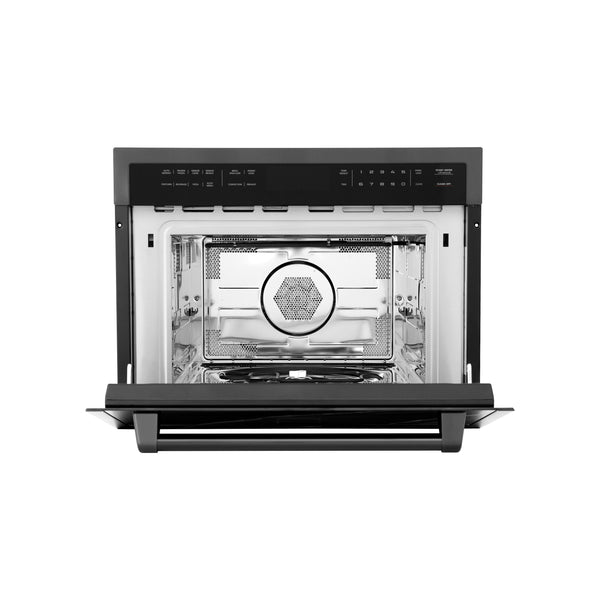 ZLINE 24 in. 1.6 cu ft. Built-in Convection Microwave Oven in Black Stainless Steel with Speed and Sensor Cooking, Open Box-Great Condition