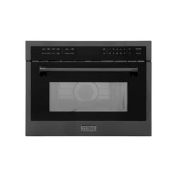 ZLINE 24 in. 1.6 cu ft. Built-in Convection Microwave Oven in Black Stainless Steel with Speed and Sensor Cooking, Open Box-Great Condition