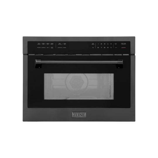 ZLINE 24" 1.6 cu ft. Built-in Convection Microwave Oven in Black Stainless Steel with Speed and Sensor Cooking (MWO-24-BS)