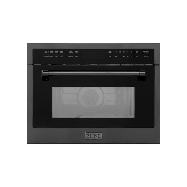 ZLINE 24" 1.6 cu ft. Built-in Convection Microwave Oven in Black Stainless Steel with Speed and Sensor Cooking (MWO-24-BS)