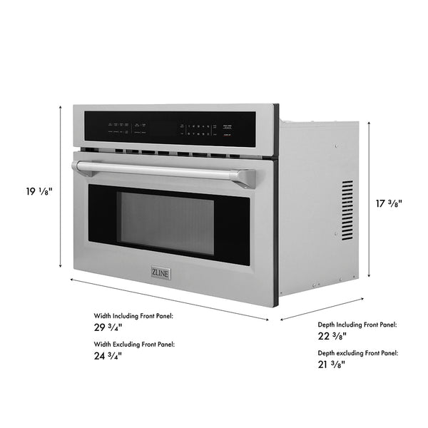 ZLINE 30 in. 1.6 cu ft. Built-in Convection Microwave Oven in Stainless Steel with Speed and Sensor Cooking, Open Box-Great Condition