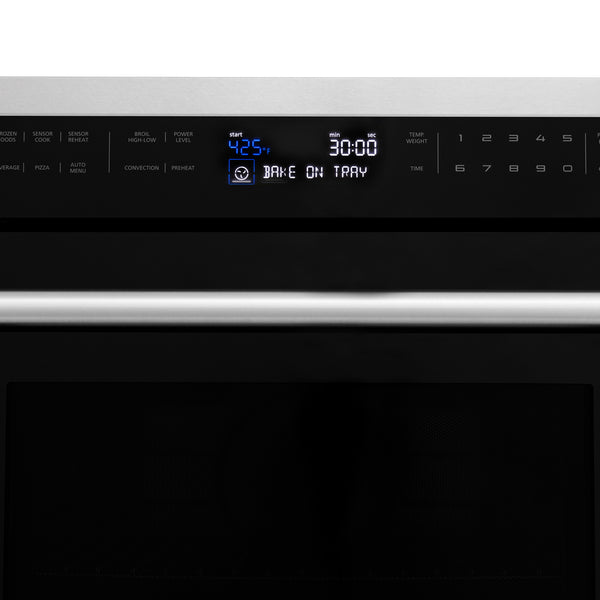 ZLINE 30 in. 1.6 cu ft. Built-in Convection Microwave Oven in Satin Stainless Steel with Speed and Sensor Cooking, Open Box-Great Condition