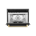ZLINE Autograph Edition 24 in. 1.6 cu ft. Built-in Convection Microwave Oven in Black Stainless Steel and Champagne Bronze Helix Handle (MWOZ-24-BS-KCB)