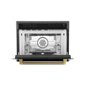 ZLINE Autograph Edition 24 in. 1.6 cu ft. Built-in Convection Microwave Oven in Black Stainless Steel and Polished Gold Helix Handle (MWOZ-24-BS-KG)