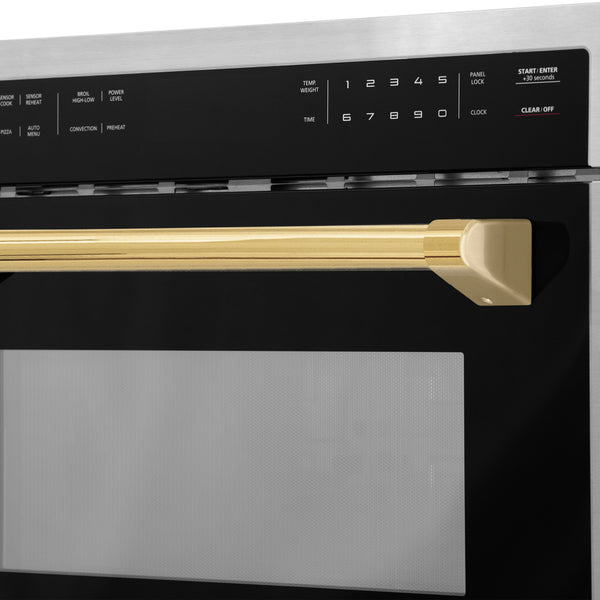 ZLINE Autograph Edition 24" 1.6 cu ft. Built-in Convection Microwave Oven in Stainless Steel and Polished Gold  Accents (MWOZ-24-G)