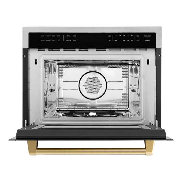 ZLINE Autograph Edition 24" 1.6 cu ft. Built-in Convection Microwave Oven in Stainless Steel and Polished Gold  Accents (MWOZ-24-G)