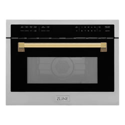 ZLINE Autograph Edition 24" 1.6 cu ft. Built-in Convection Microwave Oven in Stainless Steel and Polished Gold  Accents (MWOZ-24-G)