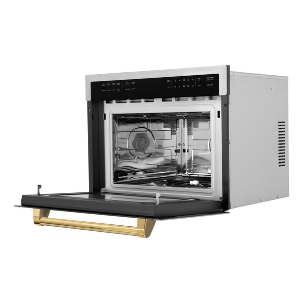 ZLINE Autograph Edition 24" 1.6 cu ft. Built-in Convection Microwave Oven in Stainless Steel and Polished Gold  Accents (MWOZ-24-G)