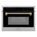 ZLINE Autograph Edition 24 in. 1.6 cu ft. Built-in Convection Microwave Oven in Stainless Steel and Champagne Bronze Helix Handle (MWOZ-24-KCB)