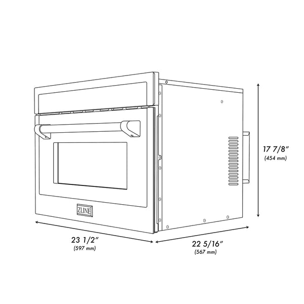 ZLINE Autograph Edition 24 in. 1.6 cu ft. Built-in Convection Microwave Oven in Stainless Steel and Polished Nickel Helix Handle (MWOZ-24-KPN)