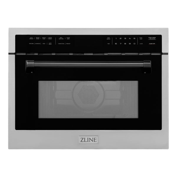 ZLINE Autograph Edition 24" 1.6 cu ft. Built-in Convection Microwave Oven in Stainless Steel and Matte Black Accents (MWOZ-24-MB)