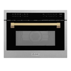 ZLINE Autograph Edition 24 in. 1.6 cu ft. Built-in Convection Microwave Oven in Satin Stainless Steel with Champagne Bronze Accents (MWOZ-24-SS-CB)