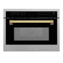 ZLINE Autograph Edition 24" 1.6 cu ft. Built-in Convection Microwave Oven in Fingerprint Resistant Stainless Steel with Polished Gold Accents (MWOZ-24-SS-G)