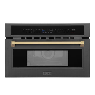 ZLINE Autograph Edition 30” 1.6 cu ft. Built-in Convection Microwave Oven in Black Stainless Steel and Champagne Bronze Accents (MWOZ-30-BS-CB)