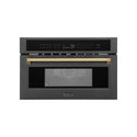 ZLINE Autograph Edition 30” 1.6 cu ft. Built-in Convection Microwave Oven in Black Stainless Steel and Polished Gold  Accents (MWOZ-30-BS-G)