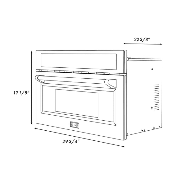 ZLINE Autograph Edition 30 in. 1.6 cu ft. Built-in Convection Microwave Oven in Black Stainless Steel and Polished Gold Helix Handle (MWOZ-30-BS-KG)
