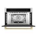 ZLINE Autograph Edition 30” 1.6 cu ft. Built-in Convection Microwave Oven in Stainless Steel and Champagne Bronze Accents (MWOZ-30-CB)