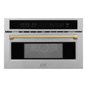ZLINE Autograph Edition 30 in. 1.6 cu. ft. Built-in Convection Microwave Oven in Stainless Steel and Champagne Bronze Accents (MWOZ-30-CB)
