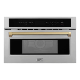 ZLINE Autograph Edition 30 in. 1.6 cu. ft. Built-in Convection Microwave Oven in Stainless Steel and Champagne Bronze Accents (MWOZ-30-CB)