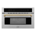 ZLINE Autograph Edition 30 in. 1.6 cu. ft. Built-in Convection Microwave Oven in Stainless Steel and Champagne Bronze Accents (MWOZ-30-CB)
