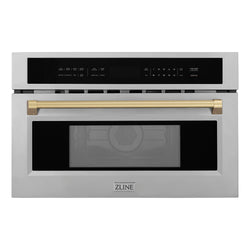 ZLINE Autograph Edition 30 in. 1.6 cu. ft. Built-in Convection Microwave Oven in Stainless Steel and Champagne Bronze Accents (MWOZ-30-CB)