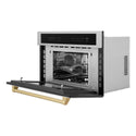 ZLINE Autograph Edition 30 in. 1.6 cu. ft. Built-in Convection Microwave Oven in Stainless Steel and Champagne Bronze Accents (MWOZ-30-CB)