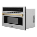 ZLINE Autograph Edition 30 in. 1.6 cu. ft. Built-in Convection Microwave Oven in Stainless Steel and Champagne Bronze Accents (MWOZ-30-CB)