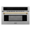 ZLINE 30" Autograph Microwave Oven in DuraSnow Stainless with Polished Gold  Accents (MWOZ-30-SS-G)