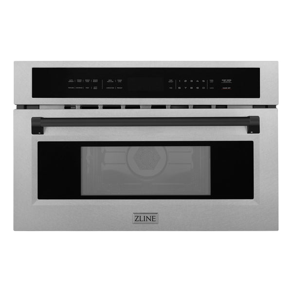 ZLINE 30" Autograph Microwave Oven in DuraSnow Stainless with Matte Black Accents (MWOZ-30-SS-MB)