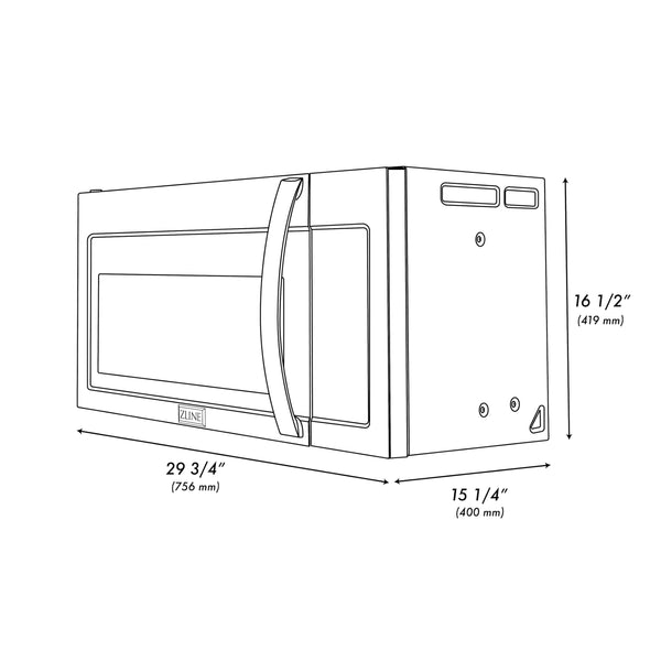ZLINE 30 in. 1.5 cu. ft. Over-The-Range Convection Microwave Oven in Stainless Steel with Modern Handle and Sensor Cooking, Open Box-Great Condition