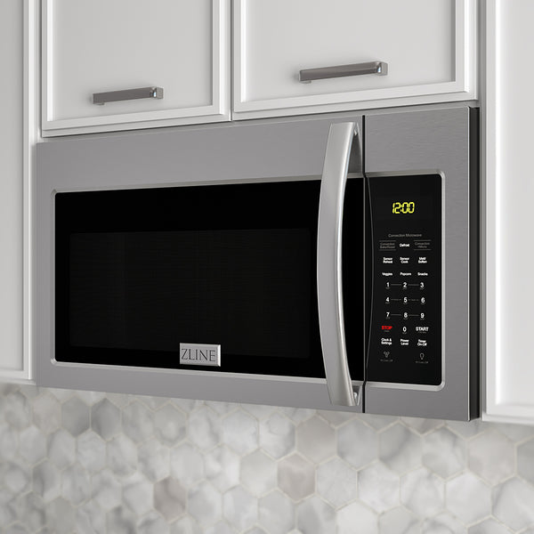 ZLINE 30 in. 1.5 cu. ft. Over-The-Range Convection Microwave Oven in Stainless Steel with Modern Handle and Sensor Cooking, Open Box-Great Condition