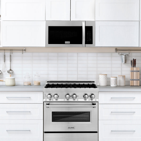 ZLINE 30 in. 1.5 cu. ft. Over-The-Range Convection Microwave Oven in Stainless Steel with Modern Handle and Sensor Cooking, Open Box-Great Condition